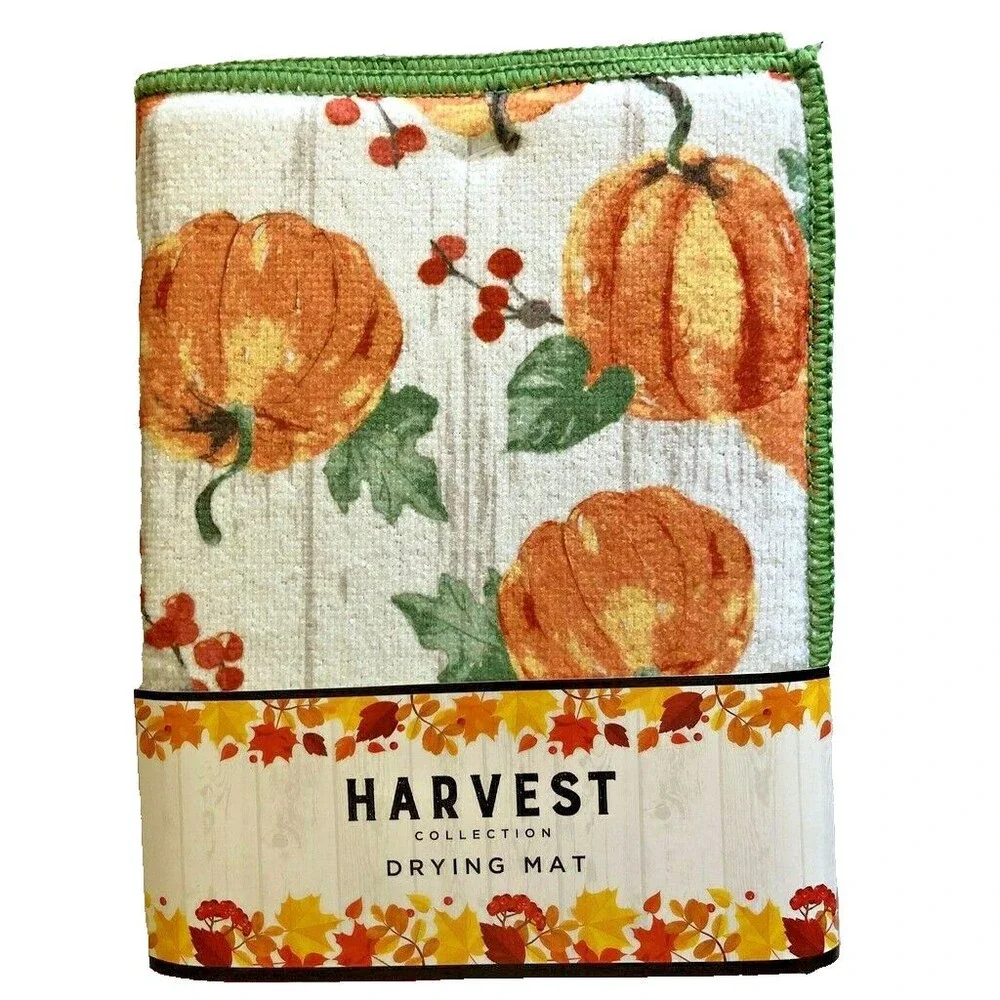 Pumpkin Pumpkins Large Absorbent Dish Drying Mat Thanksgiving Fall Autumn 15X20